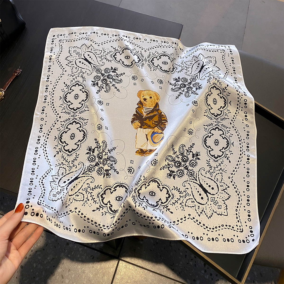 New Luxury 100% Silk 53*53cm Horse Print Square Scarf Women Soft Satin Hairband Neckerchief Office Hijab Headband Foulard Gift