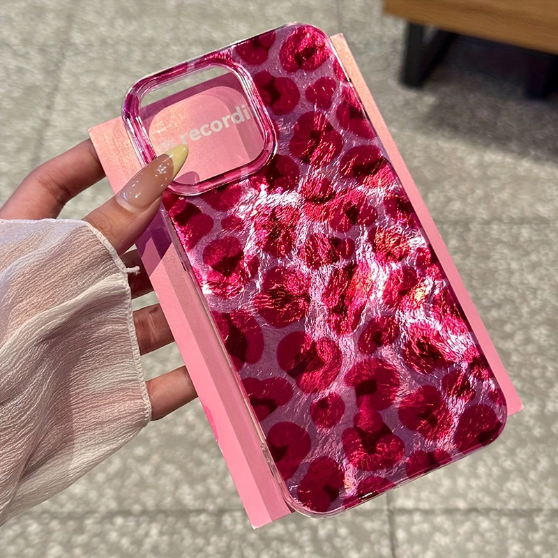 Perfurado vórtice escudo ind rosa leopardo impressão caso de telefone para iphone 16 15 14 13 12 11 17 pro max plus x xs silicone capa clara
