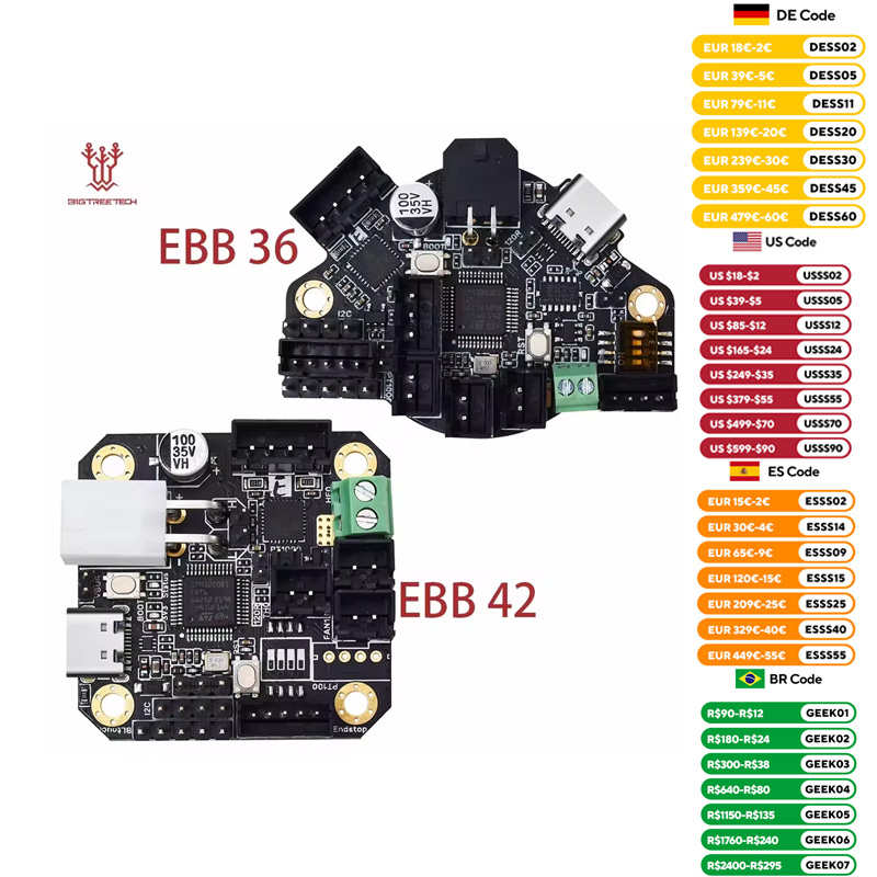 BTT EBB36 EBB42 płytka przyłączeniowa CAN obsługuje sterownik Canbus i Usb PT100 na pokładzie TMC2209 do drukarki 3D Raspberry Pi Blv Ender 3