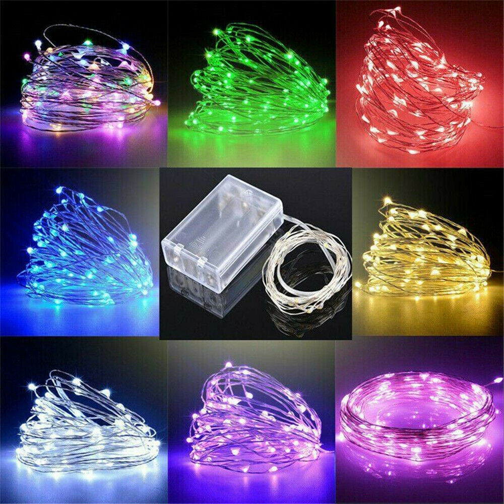 小型マイクロ 20-100 LED フェアリーライトストリングバッテリー銅スライバーワイヤークリスマスパーティー