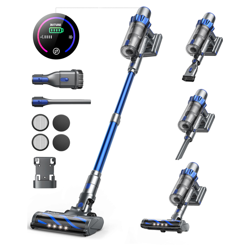 BUTURE Aspirateur sans fil, autonomie jusqu'à 55 minutes, brosse anti-enroulement, grand gobelet à poussière 1,5 L, 500W, 48KPA