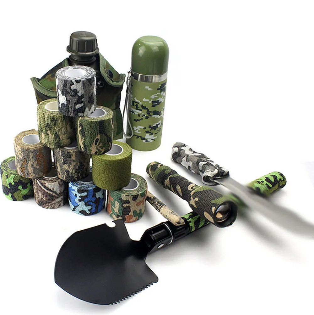 1 ม้วน U Pick 4.5 เมตร * 5 เซนติเมตรกันน้ํากลางแจ้ง Camo เดินป่าตั้งแคมป์ล่าสัตว์ Camouflage Stealth เทป Wraps