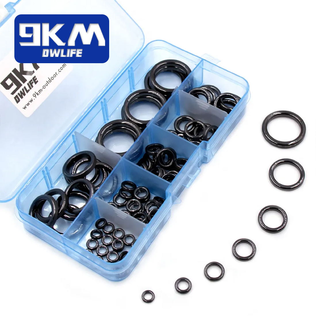 Anillo guía de caña de pescar, 10 Uds. ~ 100 Uds., anillo guía de cerámica resistente al desgaste, Kit de reemplazo de reparación de caña, anillo de Alconita negro de 6mm ~ 47,3mm