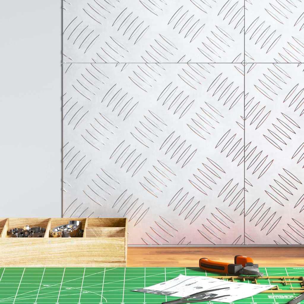 Zilveren Rautenscheiben set van 4 stuks 30 x 30 cm aluminium decoratieve platen voor huis- en tuindecoratie