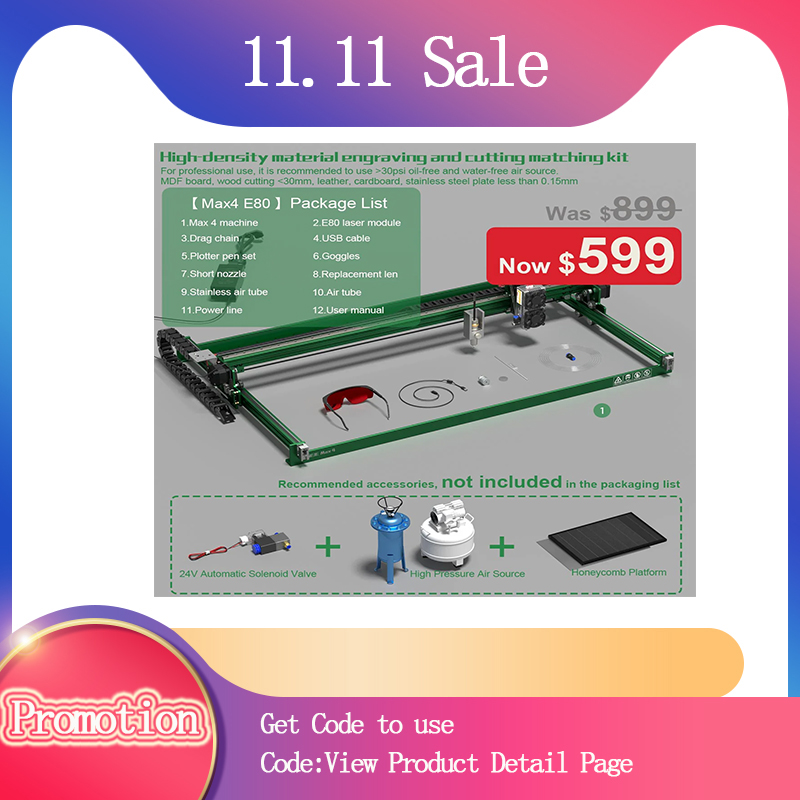NEJE 4 Max 60W/120W E80 máquina cortadora de grabado láser Industrial de 4 ejes cortador de energía de pulso de alta eficiencia