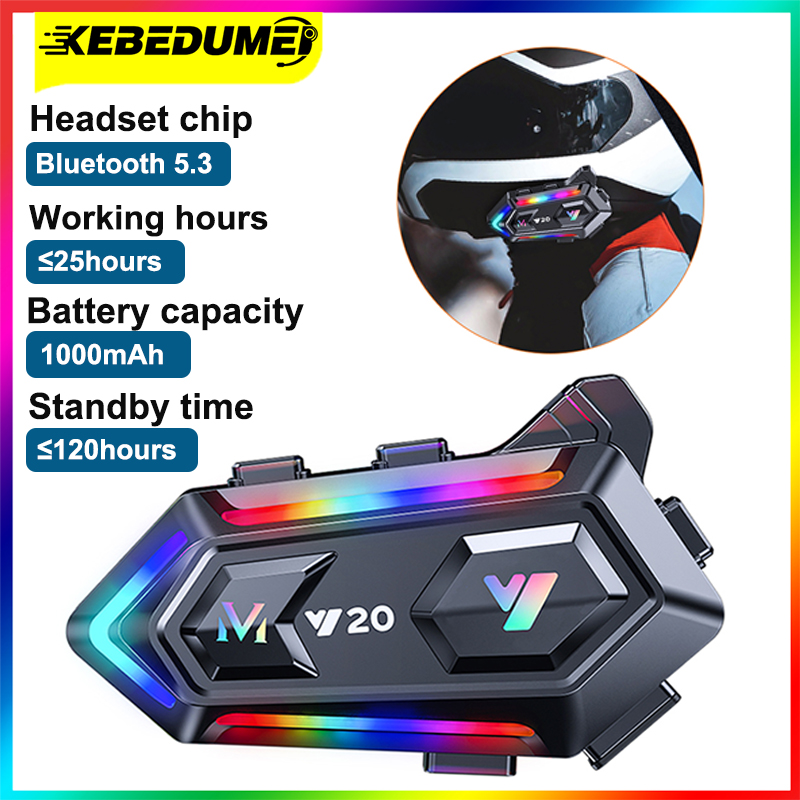 Kebidumei Y20 Bluetooth Motorhelm Headset Hoofdtelefoon Draadloze Motobike Handsfree Stereo Oortelefoon Luidspreker Ruisonderdrukking