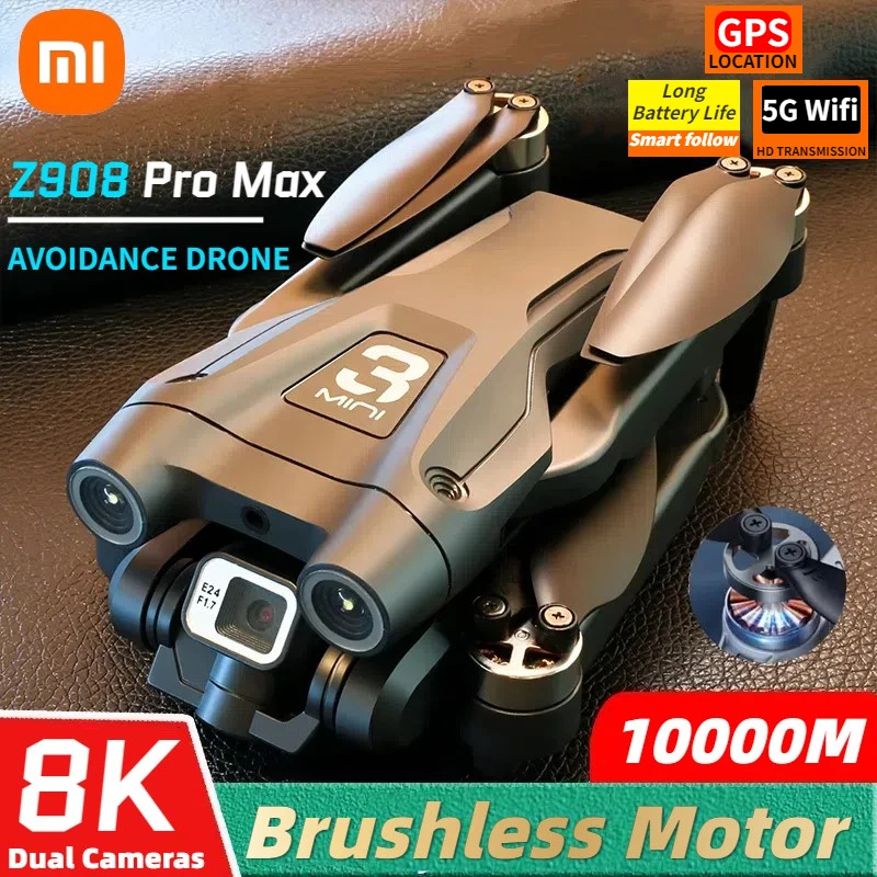 Xiaomi Z908 Pro Max Drone 8K HD Dualกล้องProfesional Opticalกระแสเงินสดหลีกเลี่ยงอุปสรรคBrushless Quadcopterแบบพับได้RC 10000M
