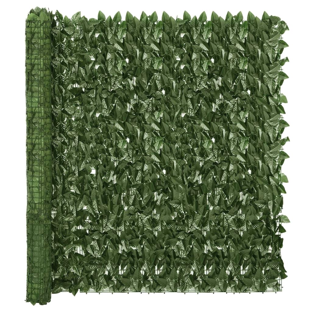 Mampara de privacidad para balcón con hojas de color verde oscuro, 300x150 cm, tela de privacidad de PVC resistente a la intemperie para balcón, jardín y terraza
