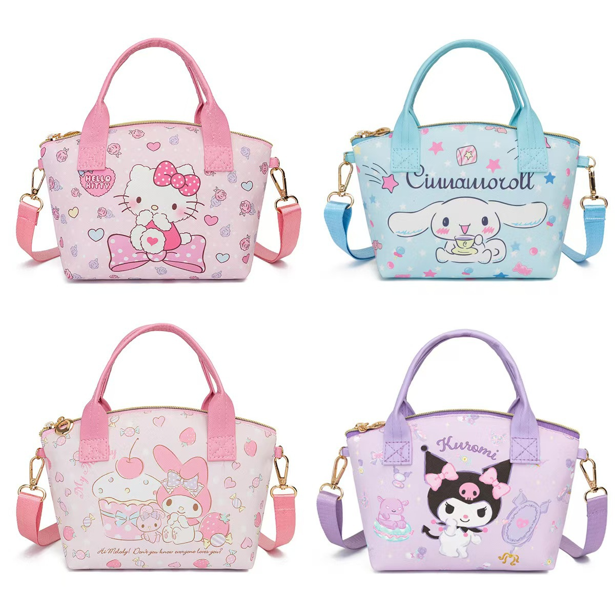 Borsa a mano e a tracolla con stampa dolce, piccola borsa da pendolare, borsa in tela impermeabile e resistente, graziosa borsa per tutti i giorni, utilizzabile anche come borsa a tracolla.