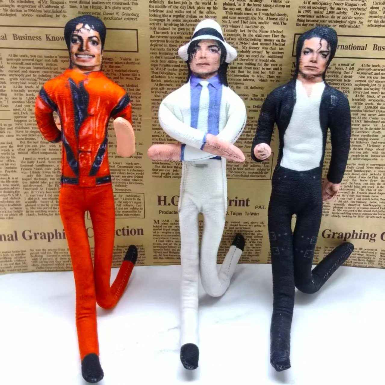 Vintage MJ Michael Jackson Cosplay Prop Doll Bendable Wire Frame Adjustable Posture Plush Figure Home Decor Fans Collection Gift