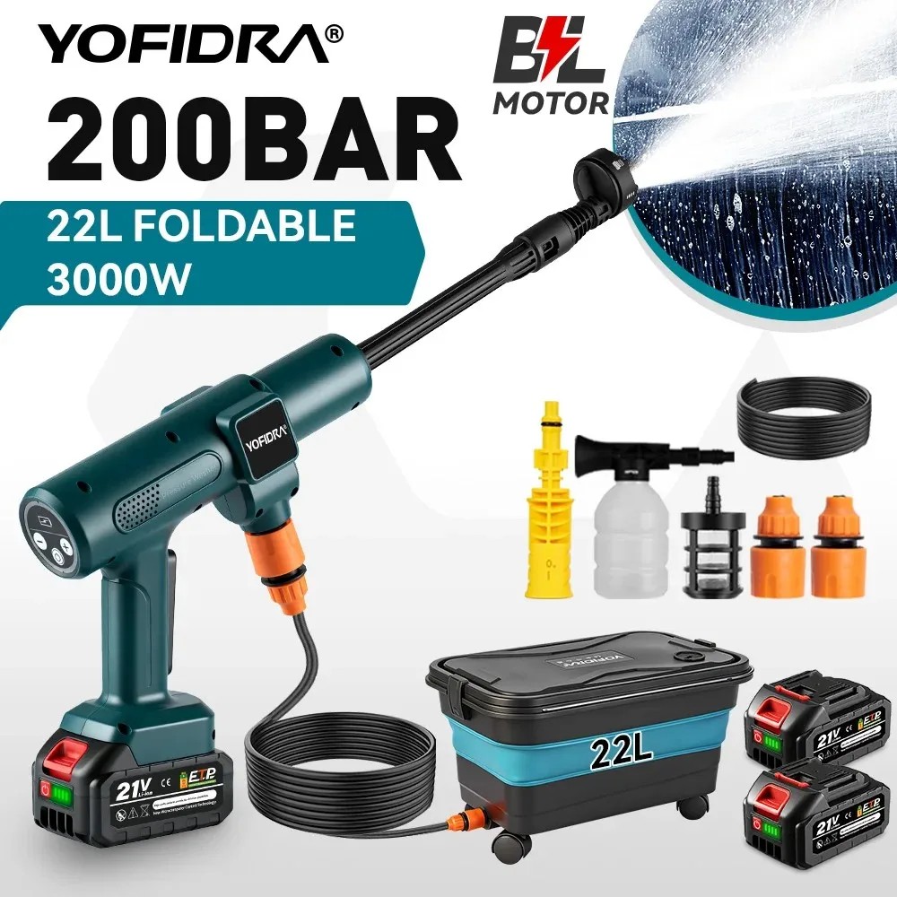 YOFIDRA 200 Бар Бесщеточный электрический пистолет для мойки высокого давления, мойка для автомобилей, пистолет для полива сада, инструменты для чистки, совместимые с аккумуляторами Makita