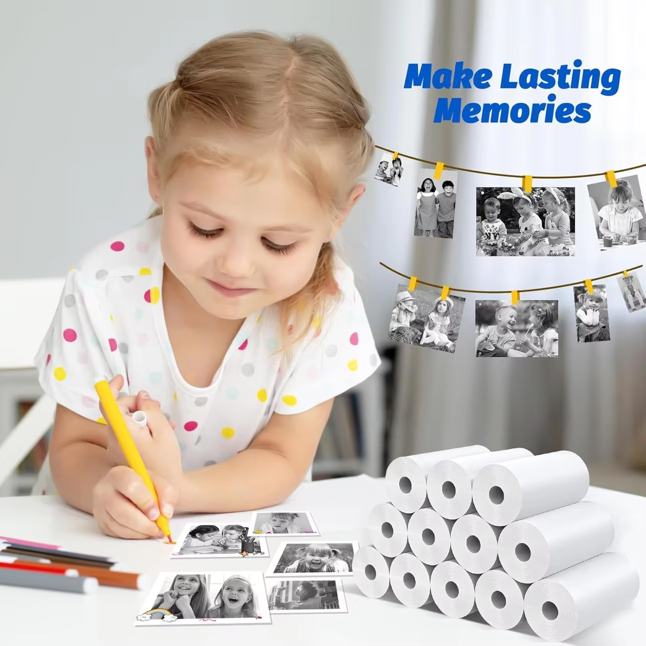 10-40 rouleaux de papier thermique blanc 57x25 MM pour appareil photo instantané pour enfants, accessoires de remplacement pour imprimante photo pour enfants