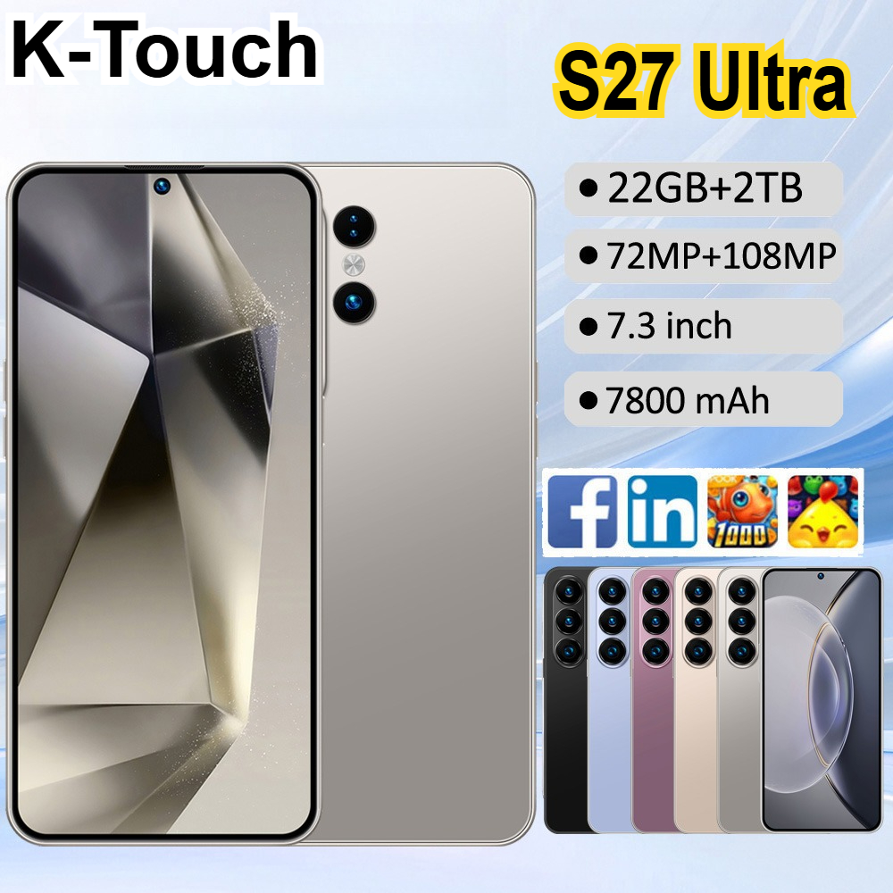 Nouveau Smartphone K-Touch S27 Ultra Android 5G 7.3HD 22G+2TB Téléphones Mobiles Intelligents Double SIM 7800mAh Téléphone Portable Débloqué 16+48MP Version Globale