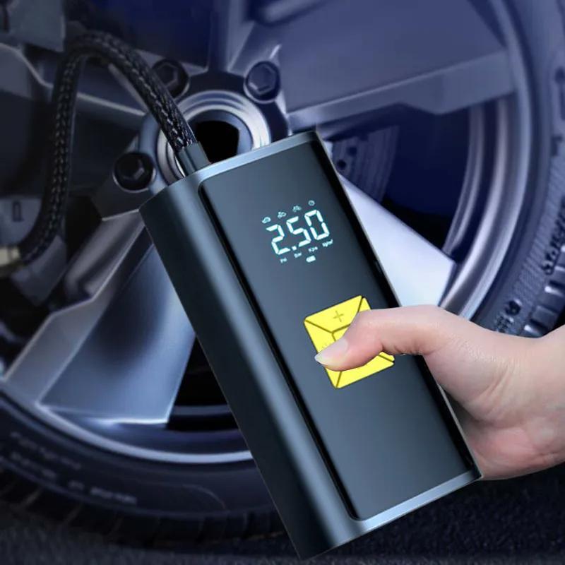 1 conjunto de bomba de inflação montada em carro, display digital inteligente, sem fio, bomba de inflação de pneus, detecção de pressão e inflação