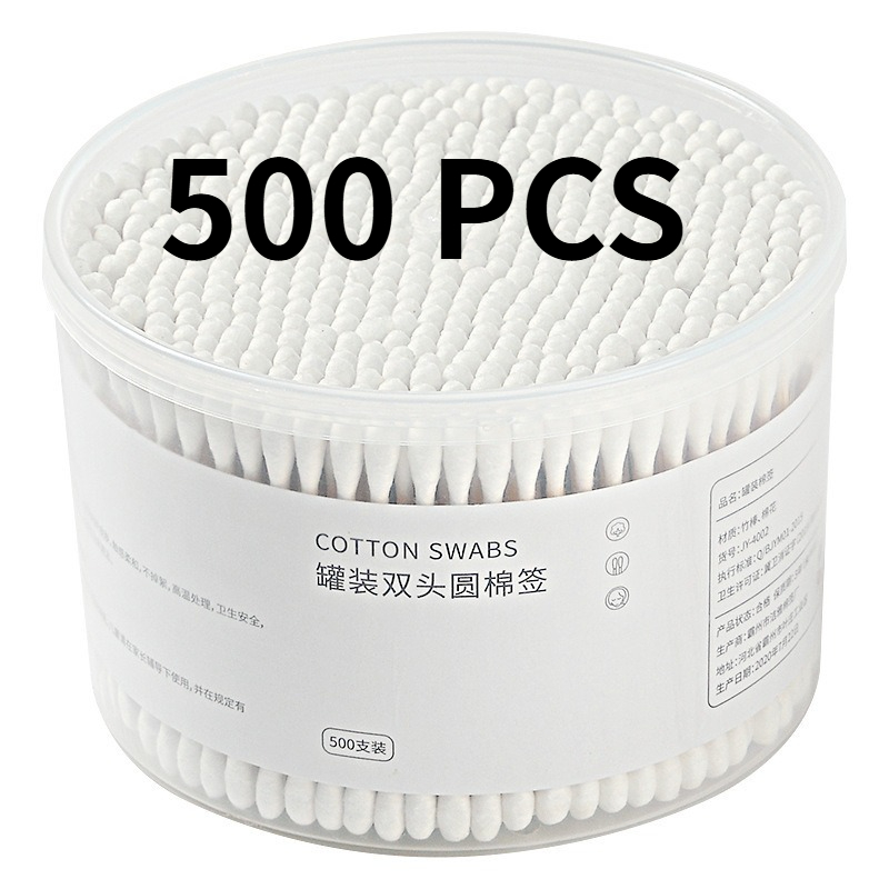 500 Uds. Hisopo de algodón de madera de doble cabeza limpieza de nariz y oídos herramientas de maquillaje para mujeres Lipstik bastoncillos de punta de bastoncillos Oidos