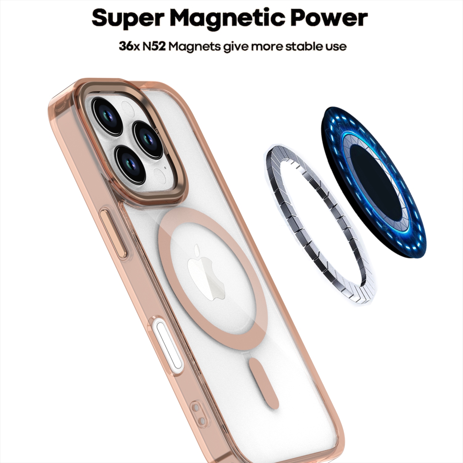 Pulsanti per lenti in metallo trasparente per iPhone 16 Pro Max 15 Pro Max 14 Pro 13 12 11 X XS Proteggi la copertura Custodia magnetica Magsafe ad alta durezza
