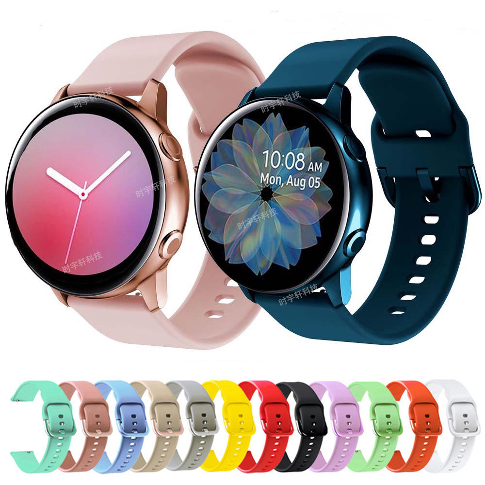 Pour Samsung Galaxy Active 2 40mm 44mm Bracelet de montre intelligente Silicone 20mm Bracelet de Sport pour montre Galaxy 42mm/3 41mm/Gear S2 Bracelet
