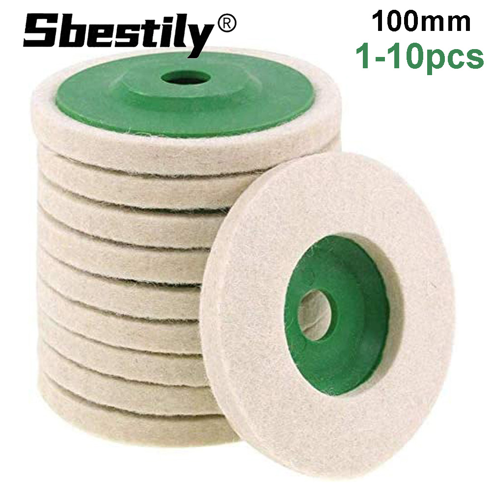 1-10pcs100mm ขัดขนสัตว์ล้อบด 4 "อุตสาหกรรม Wool Felt ล้อโลหะสนิมบดสําหรับเครื่องบดมุม