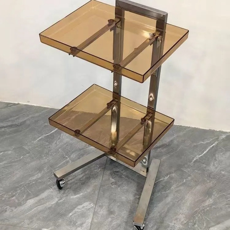 Stainless steel hair salon trolley folding perm trolley movable shelves beauty salon tool trolley storage racks