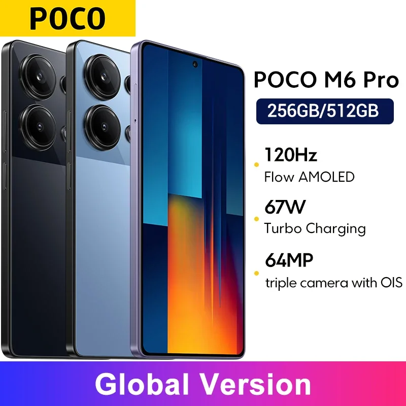 【World Premiere】POCO M6 Pro Smartphone 5000mA 67W wired charging Helio G99 Ultra 6.67 Flow AMOLED 120Hz AMOLED 64MP Camera NFC