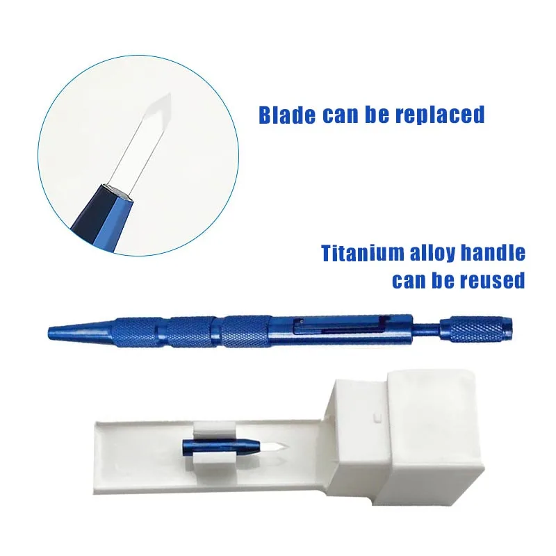 Stylo de greffe de cheveux en saphir, lame d'implantation de follicules pileux, poignée d'implant en alliage de titane en acier inoxydable 1 pièces