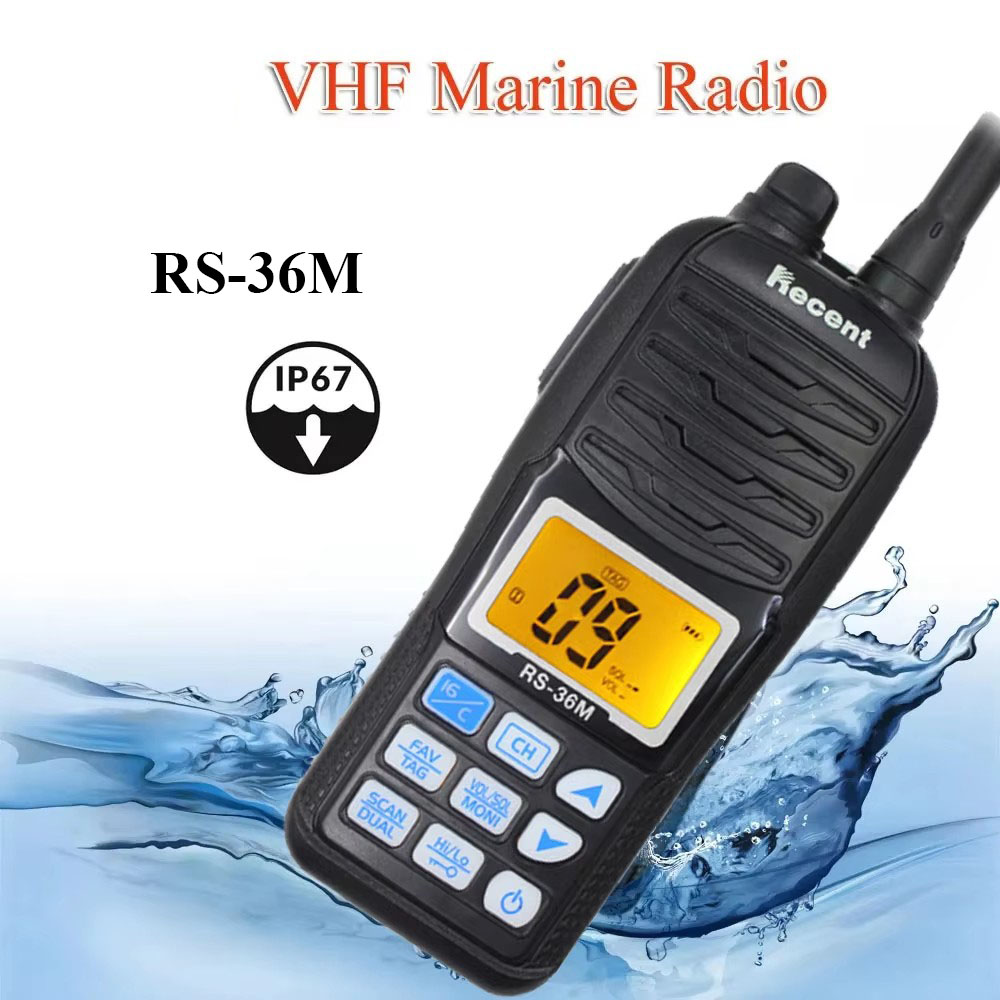 VHF Mềm Đài Phát Thanh Gần Đây RS-36M 156.000-161.450MHz Chống Thấm Nước Mới IP67 Phao Cầm Tay Đài Phát Thanh Stadion 5W 2 Chiều đài Phát Thanh Giao Tiếp