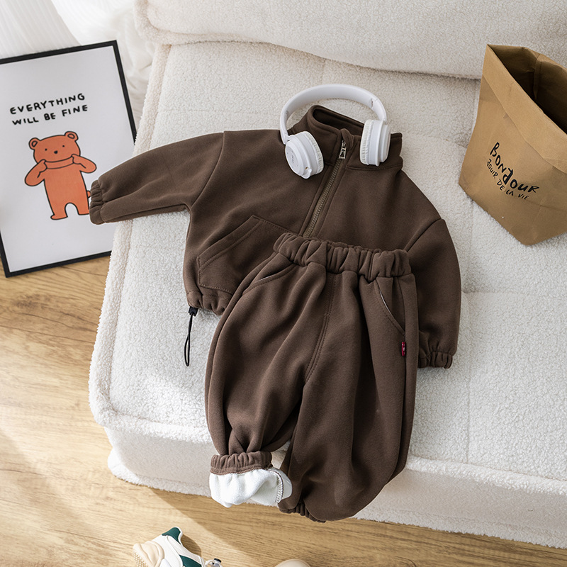 IYEAL,conjuntos para niños conjuntos de ropa para bebés para niños, conjuntos informales de lana de invierno para niños, 2 uds., traje deportivo para niñas y niños, ropa, abrigo + Pantalones de 1 a 6 años
