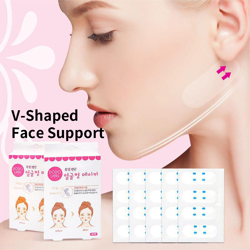 40 uds/10 hojas V Lift pegatina facial maquillaje Invisible adhesivo Lift cara cinta parche delgado pegatina transpirable levantamiento apretar la barbilla