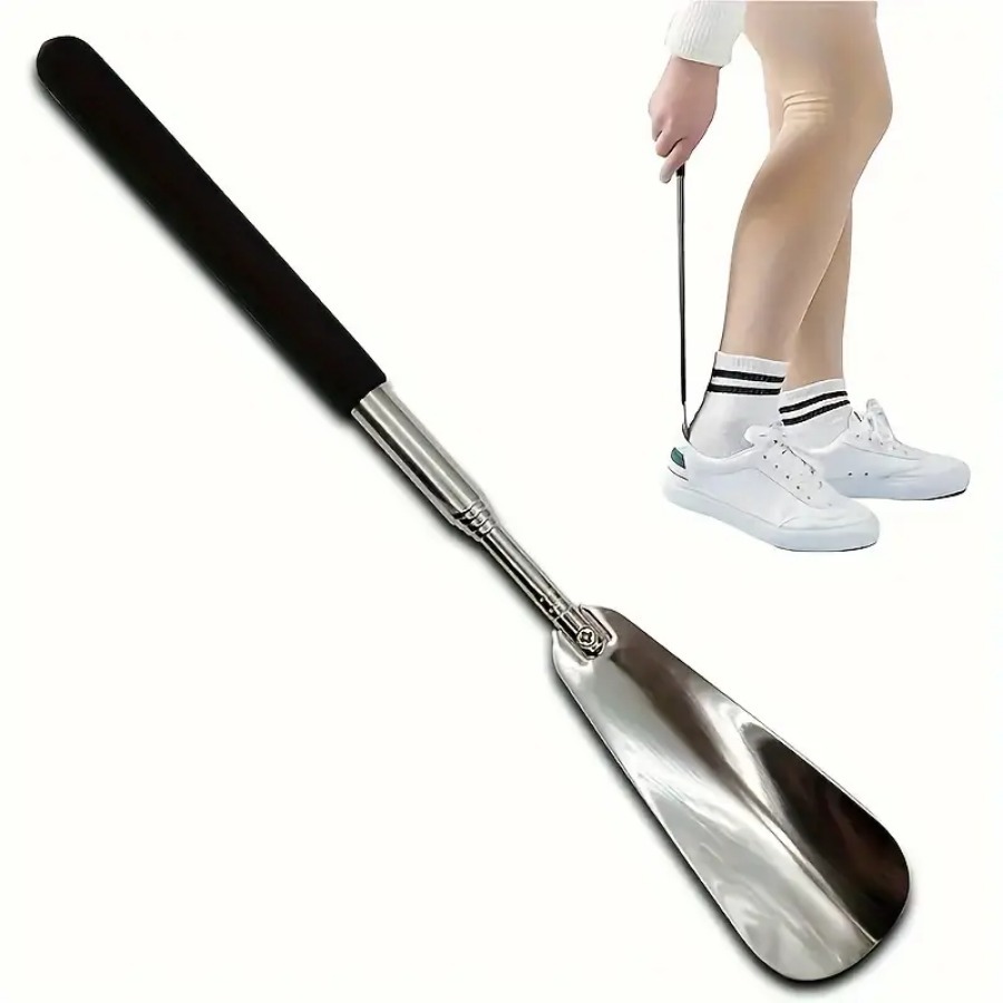 Buzina de sapato extensível alça longa para idosos, 16 "a 31", ajustável, calçadeira telescópica de aço inoxidável para homens e mulheres, ajudante de sapato