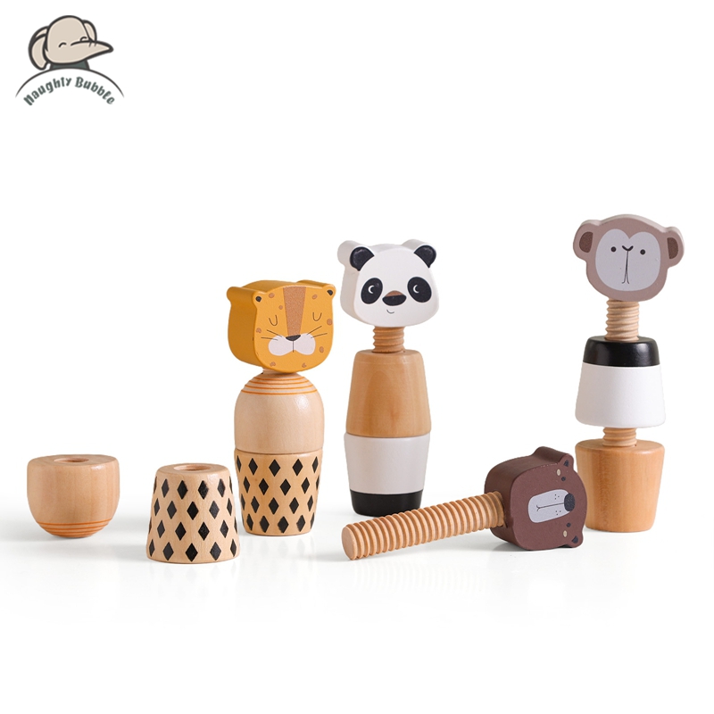Игрушки Монтессори для младенцев, деревянные игрушки-головоломки с мультяшными животными, обучающая игра-головоломка для новорожденных, игрушка для упражнений для рук и ног