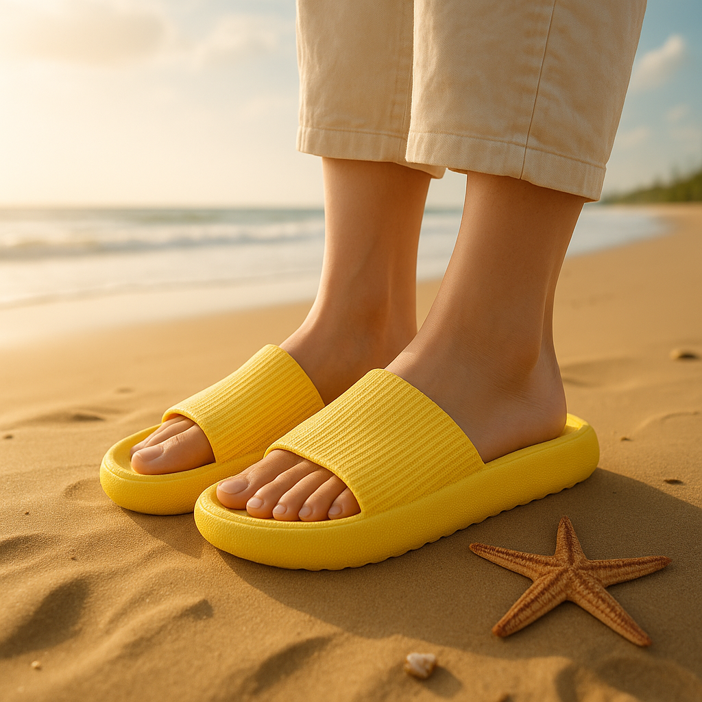 Pantofole da spiaggia con suola spessa in EVA da 4 cm Comfort simile alla nuvola Uso domestico Coppia Altezza crescente Sandali estivi in tinta unita per interni