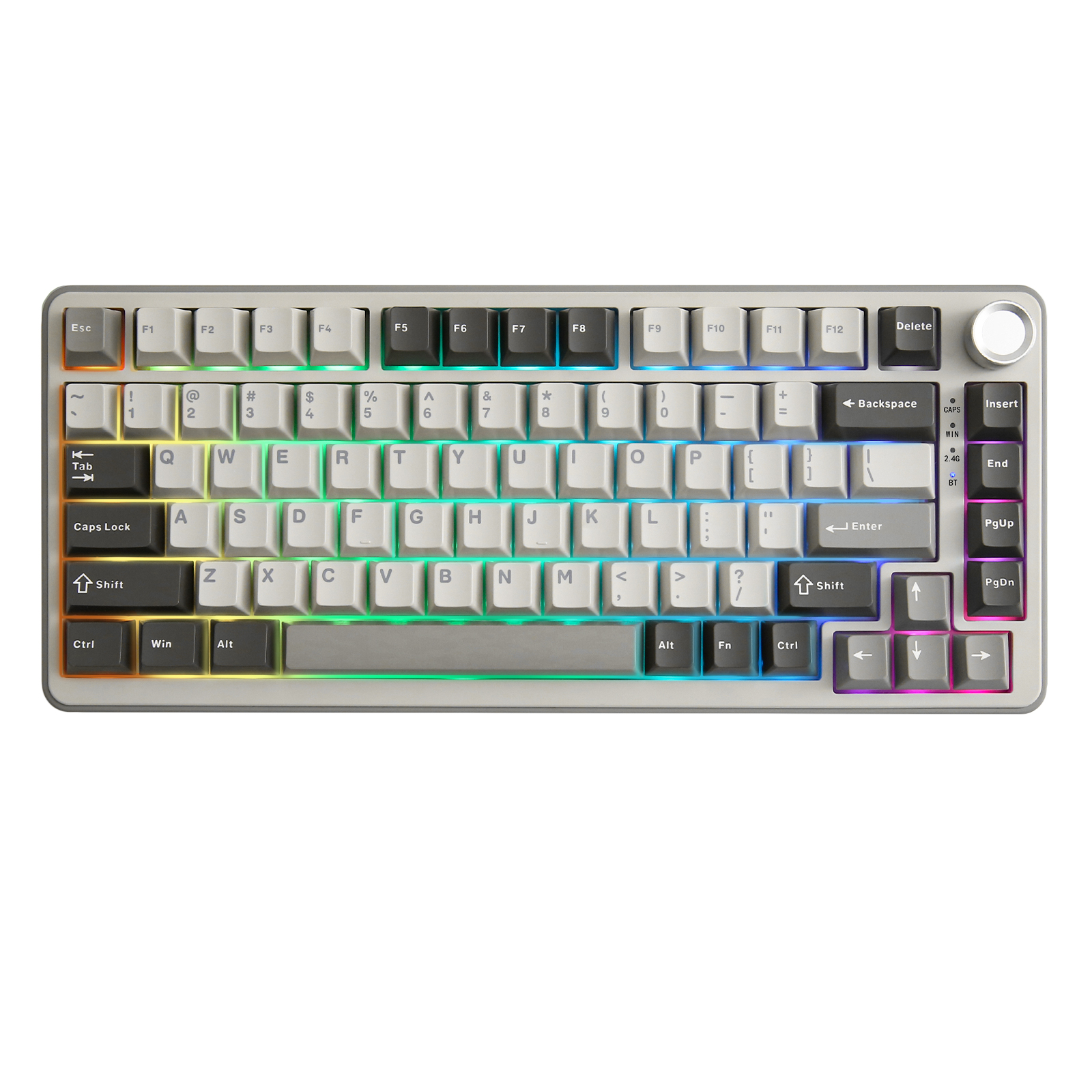 YUNZII B75 PRO 82-toetsen draadloos mechanisch gamingtoetsenbord, pakking Hot Swap Custom RGB 75% BT/Type-C/2.4G romig knoptoetsenbord