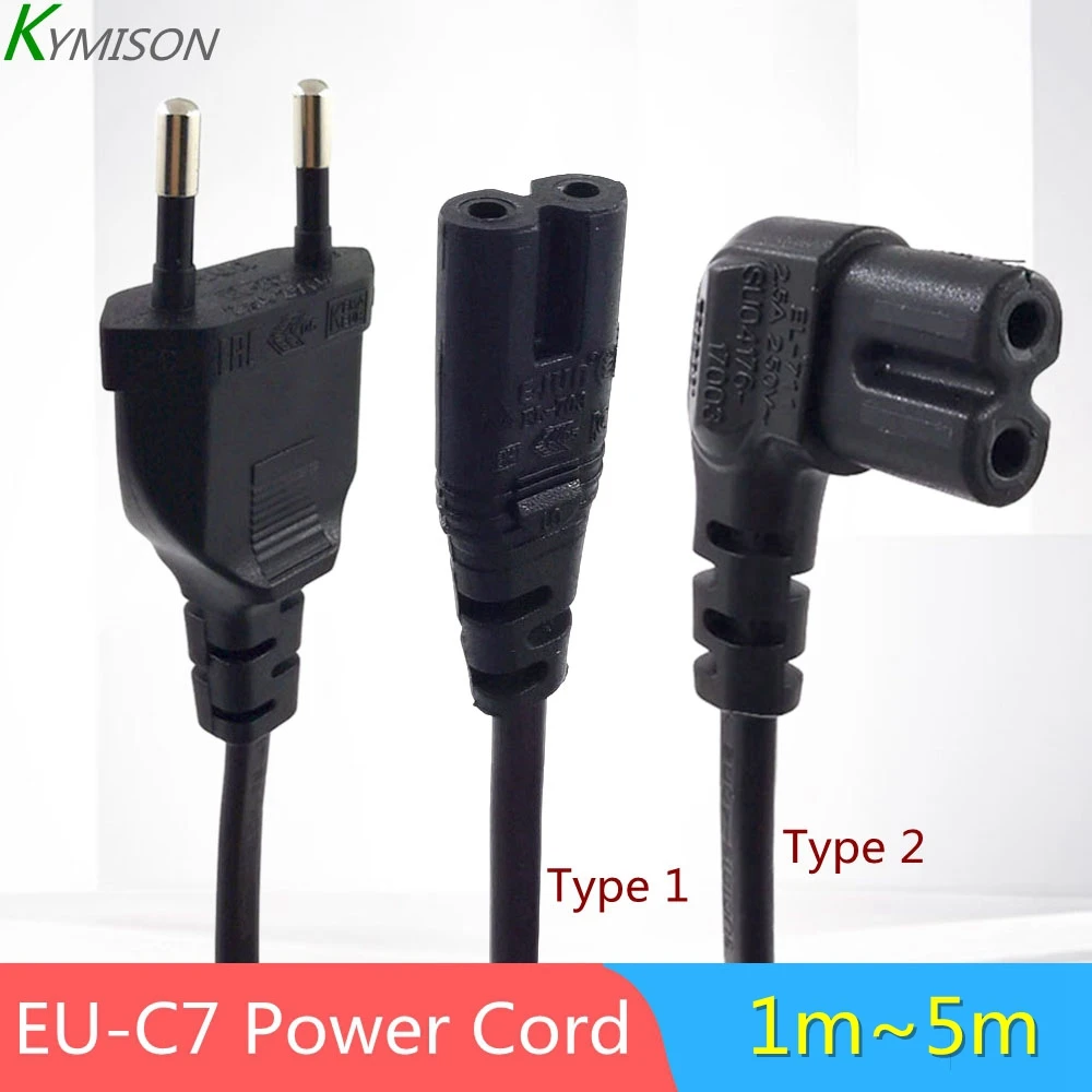 Câble d'alimentation CA EU vers IEC 320C C7, Schuko CEE7/16 vers C7, câble d'alimentation en forme de 8 pour téléviseurs LED Samsung, Philips, Sony, 3m/5m
