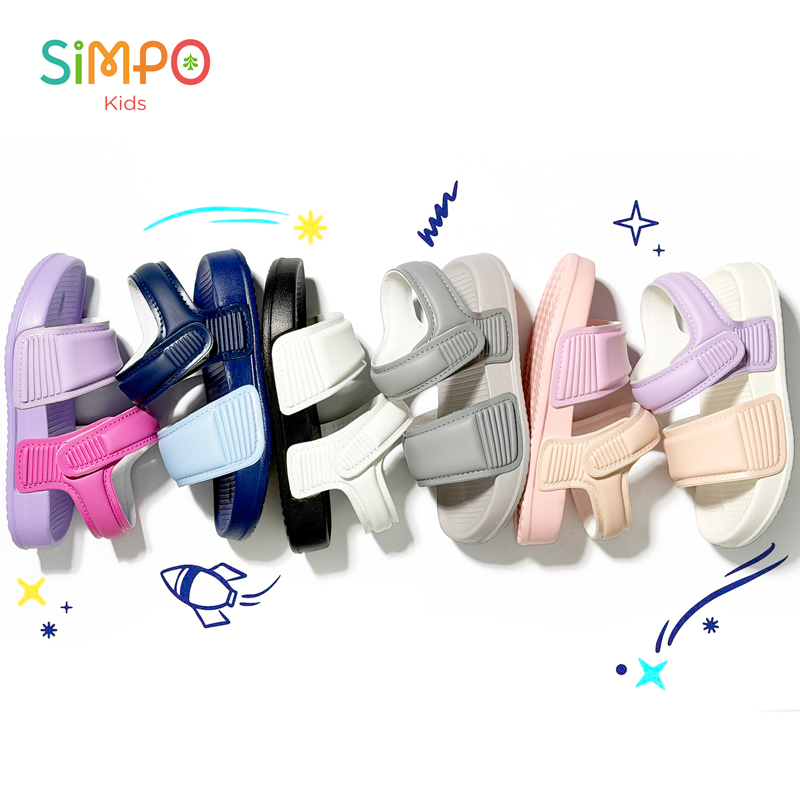 Sandal Trendy Terbuka di Bagian Jari Kaki untuk Anak Laki-laki & Perempuan, Sepatu Taman Warna Solid, Bernapas, Ringan, Sol EVA Anti Selip untuk Balita