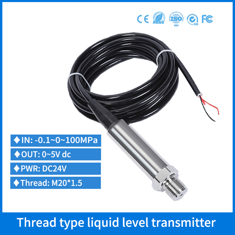 NPT1/4 Benang 1M Transduser Sensor Tingkat Tekanan Tangki Bahan Bakar Diesel untuk Tangki Truk 0-5V Pemancar Ketinggian Air Hidrostatik Piezo