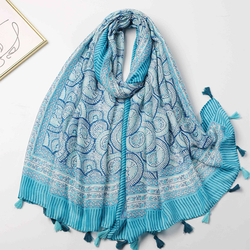 2024 neue Mode Luxus Damen Damen Schal weibliche Baumwolle Leinen Schal Quaste vier Jahreszeiten vielseitige Blumen muslimischen Hijab 90*180cm