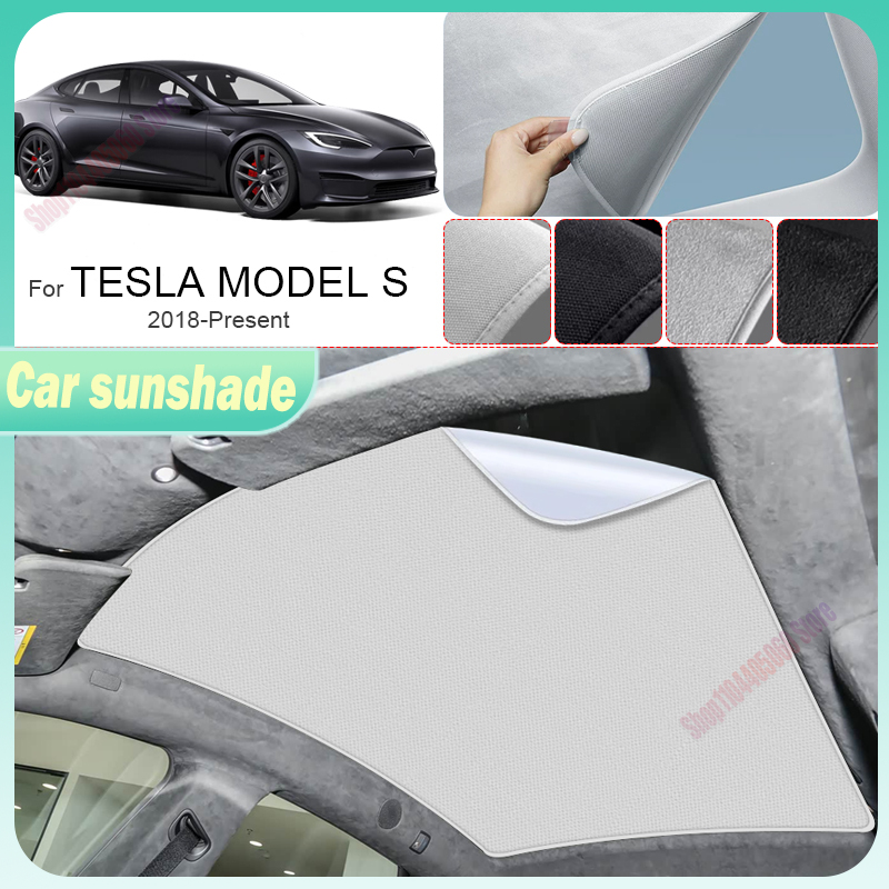 Pare-soleil en tissu suédé à adsorption électrostatique pour toit ouvrant de voiture TESLA MODEL S 2018-2026, anti-UV et isolation thermique