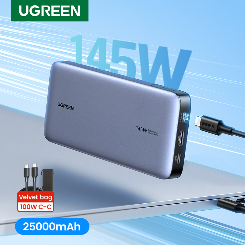 UGREEN 140W 100W Power Bank Portable 25000mAh 20000mAh Charge rapide PD PowerBank pour ordinateur portable Xiaomi Batterie externe