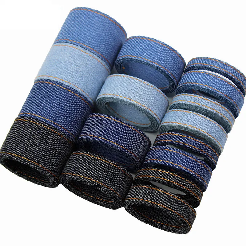 1 jarda ponto denim fitas camadas pano tecido jeans arcos fita para diy artesanato vestuário acessórios de costura 10/16/25/38mm