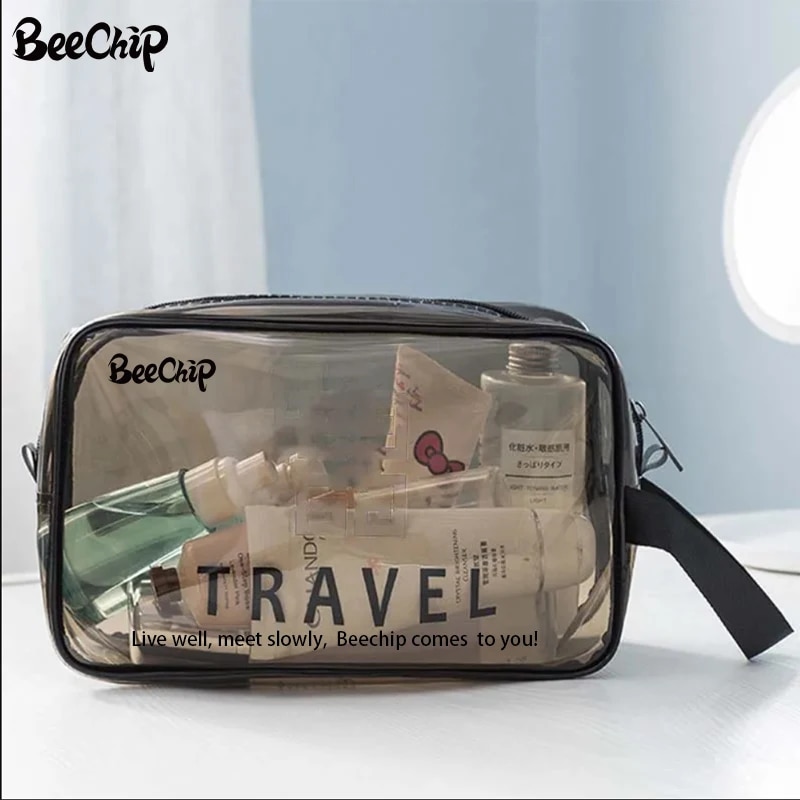Trousse de Maquillage Transparente en PVC, Trousse de Toilette Polyvalente de Voyage, Sac de Rangement Portable pour Cosmétiques