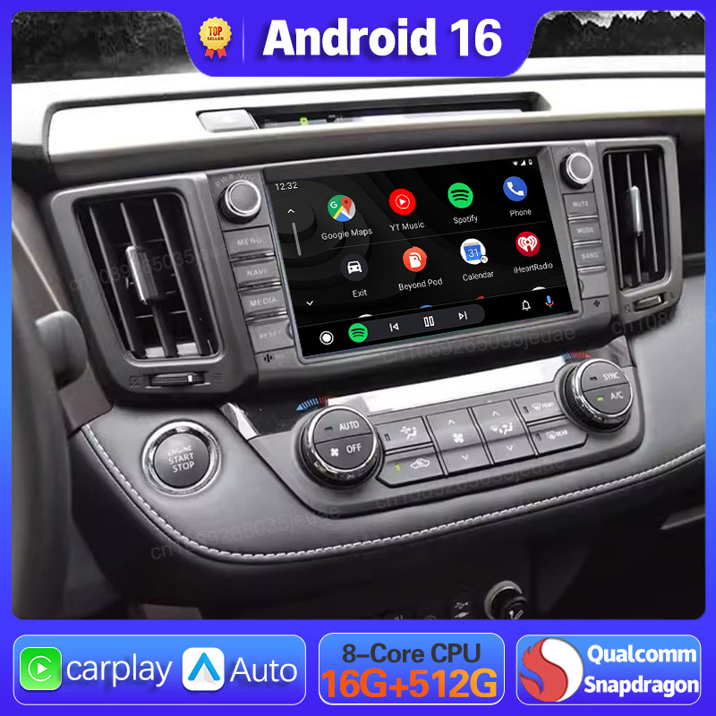 Android 16 Autoradio für Toyota RAV4 Rav 4 2013 2014 2015 - 2019 Carplay Auto GPS Navigation DSP 360 Kamera 2 Din Video Stereo