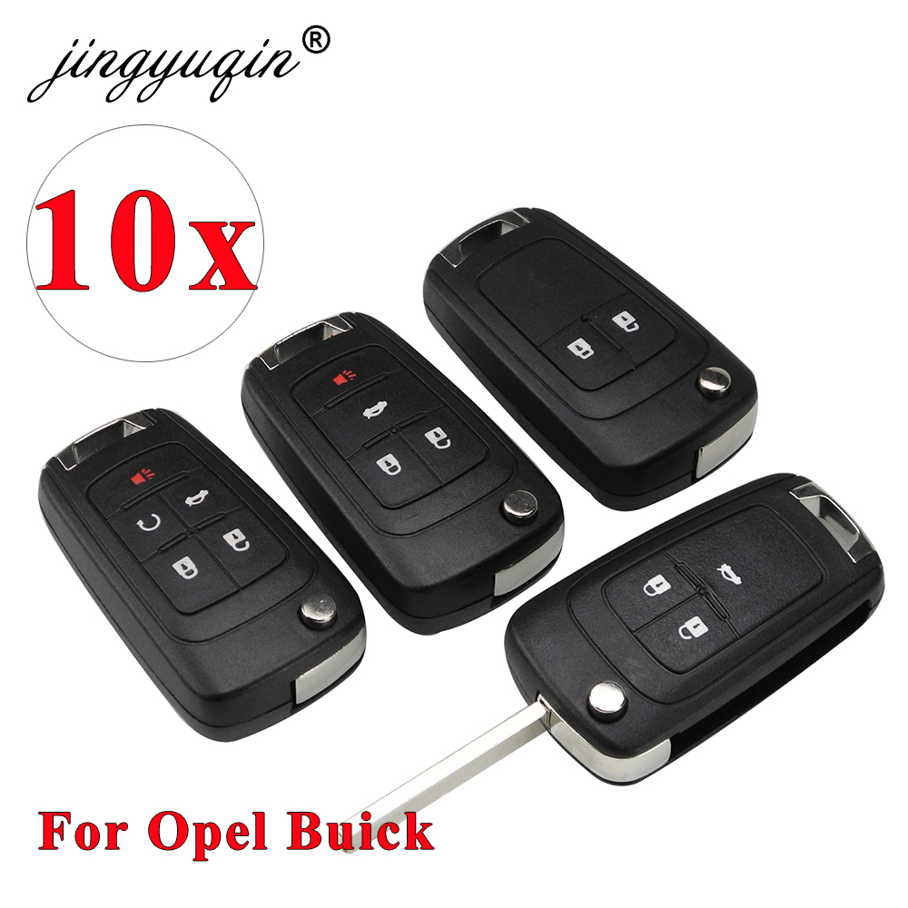 Jingyuqin 10 pçs 2/3/4/5 btn chave do escudo para vauxhall opel insignia astra j zafira c mokka carro controle fob caso habitação hu100 lâmina