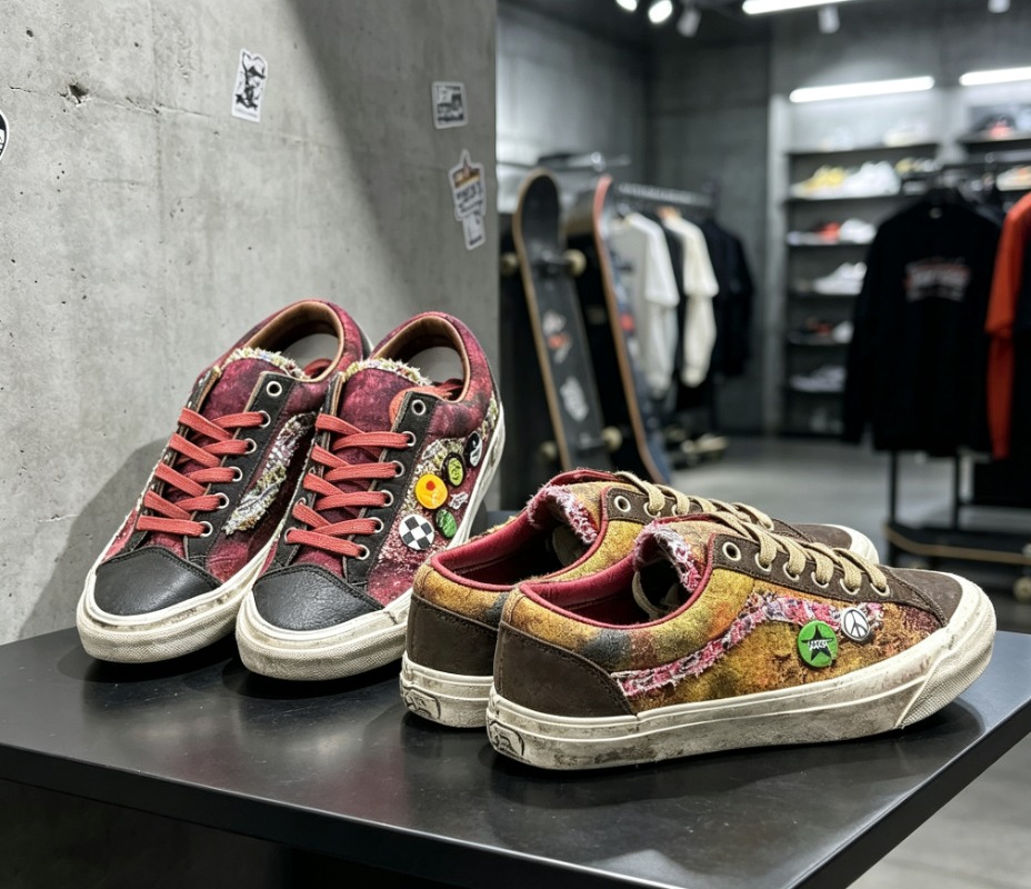 Zapatillas Deportivas de Plataforma Marrones Retro de Última Moda para Hombre y Mujer, con Parches de Graffiti y Lona