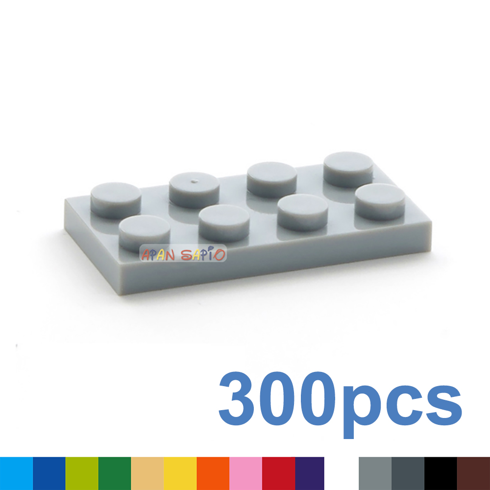 300 Uds DIY bloques de construcción figura delgada ladrillos 2x4 puntos juguetes educativos creativos de plástico para niños tamaño Compatible con 3020