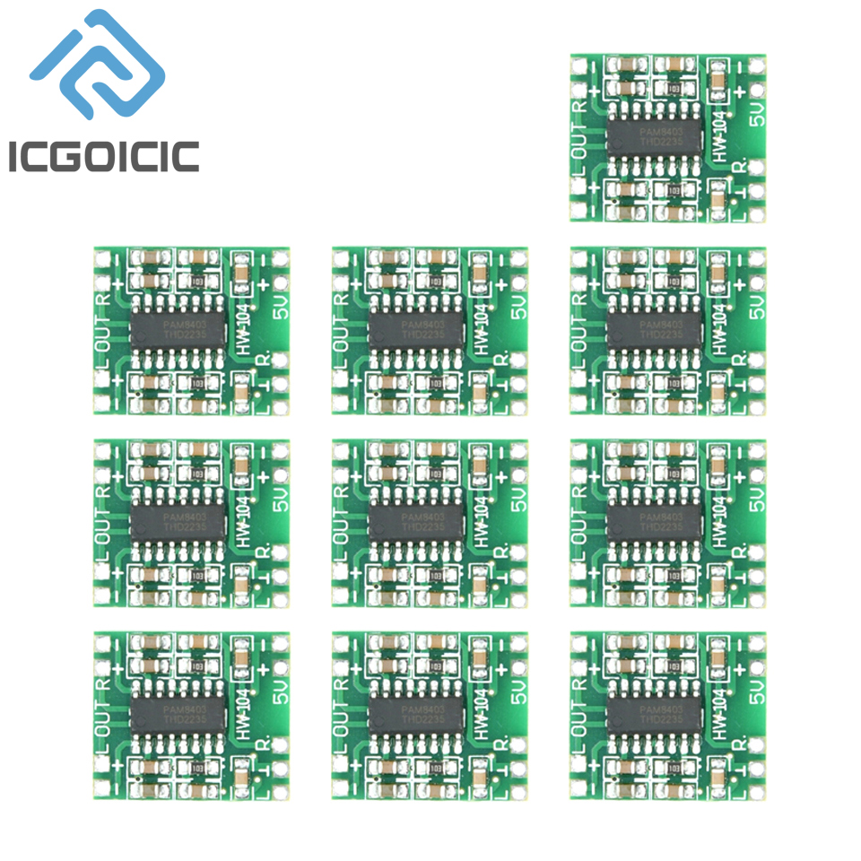 10 sztuk 2,5-5 V Miniture Mini cyfrowy wzmacniacz audio 2x3 W PAM8403 Moduł głośnika klasy D Zasilacz USB 2,5 do 5 V