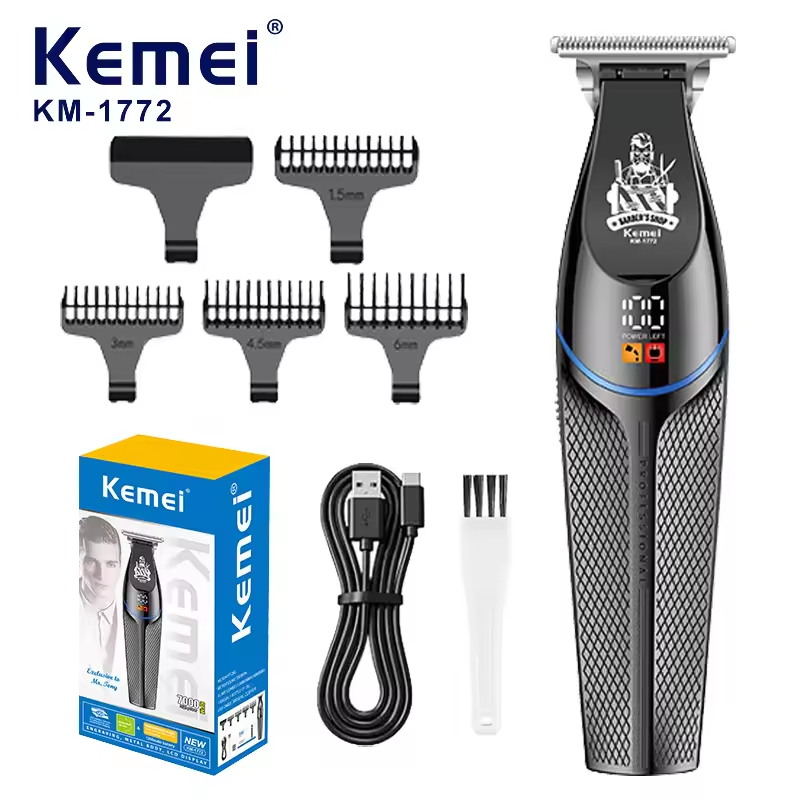 เครื่องตัดผม Kemei KM-1772 7000 รอบต่อนาที แบบมืออาชีพ ไร้สาย ชาร์จไฟได้ สำหรับผู้ชาย