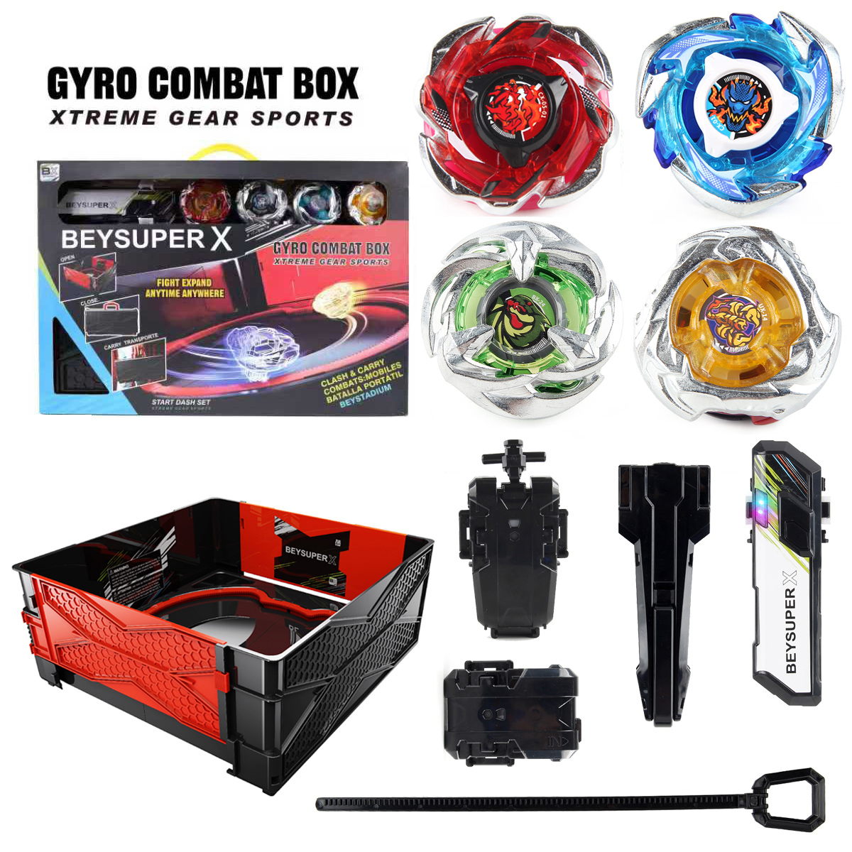 Set di top da battaglia Bey X Booster di lusso con set di impugnature per lanciatore Arena Stadium Gyro Spinning Toy Regalo di giocattoli di Natale