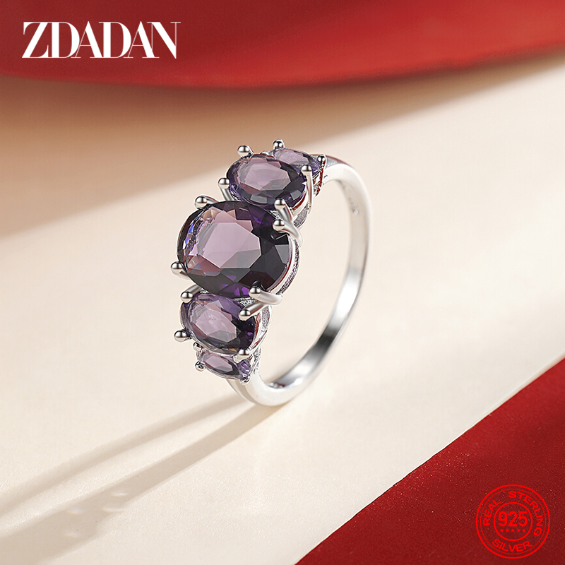 ZDADAN – bague en argent Sterling 925 améthyste pour femmes, bijoux à la mode, cadeaux de mariage