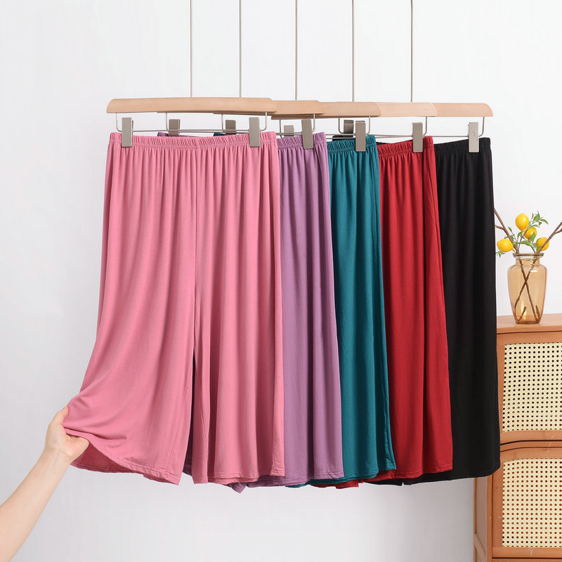 Женские брюки из модала размера плюс от XL до 8XL, летние капри длиной до икры, широкие брюки, короткие брюки, повседневная домашняя одежда