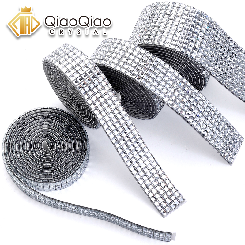 Cinta de diamantes de imitación cuadrados de cristal autoadhesiva, pegatina de purpurina para decoración de coche, manualidades artísticas, fiesta de boda